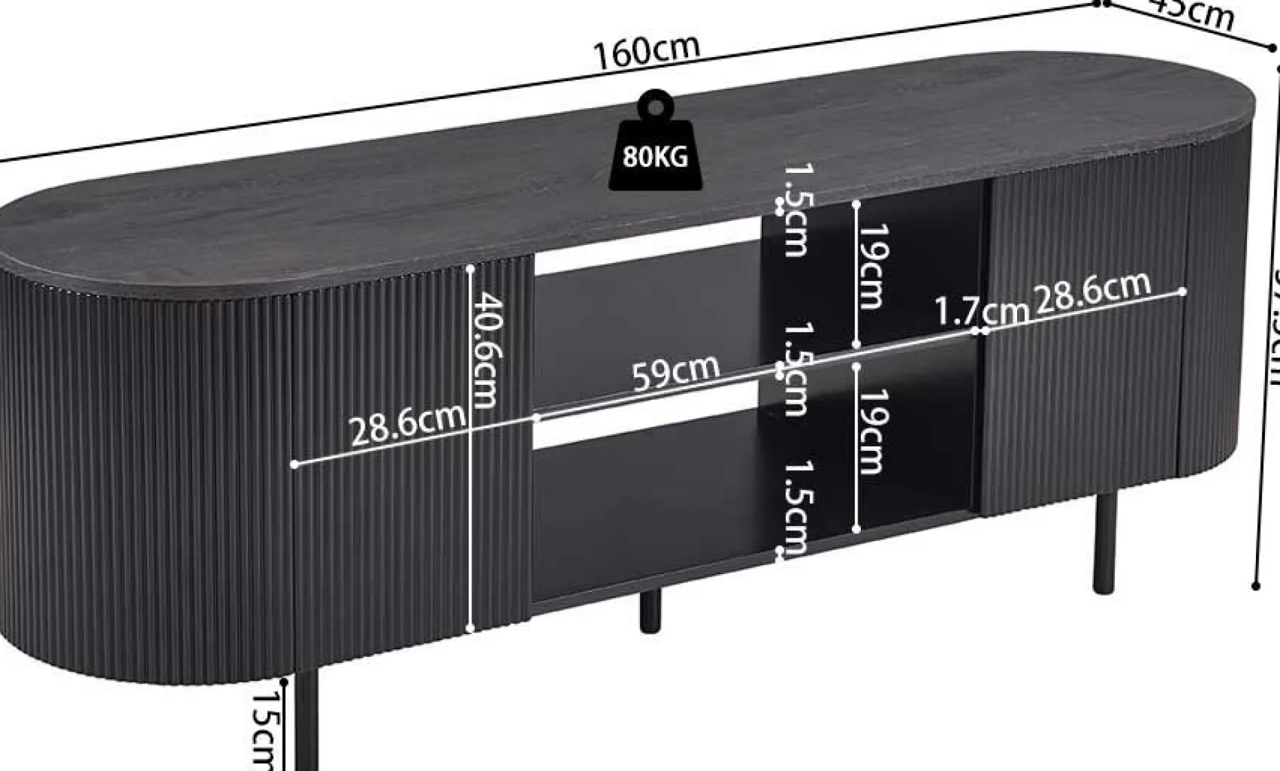 TV-Schrank Lagos | 160 x 45 x 58 cm | Dunkelbraun