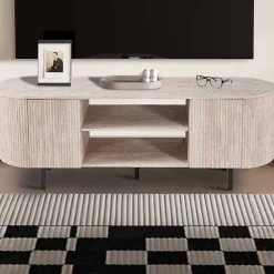TV-Schrank Lagos - 160x45x57,5cm - 2 Türen - Travertin