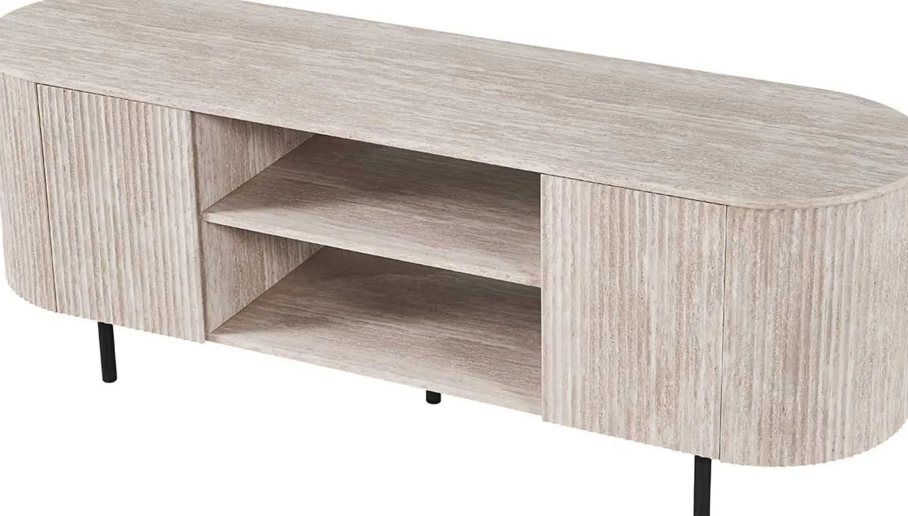 TV-Schrank Lagos - 160x45x57,5cm - 2 Türen - Travertin
