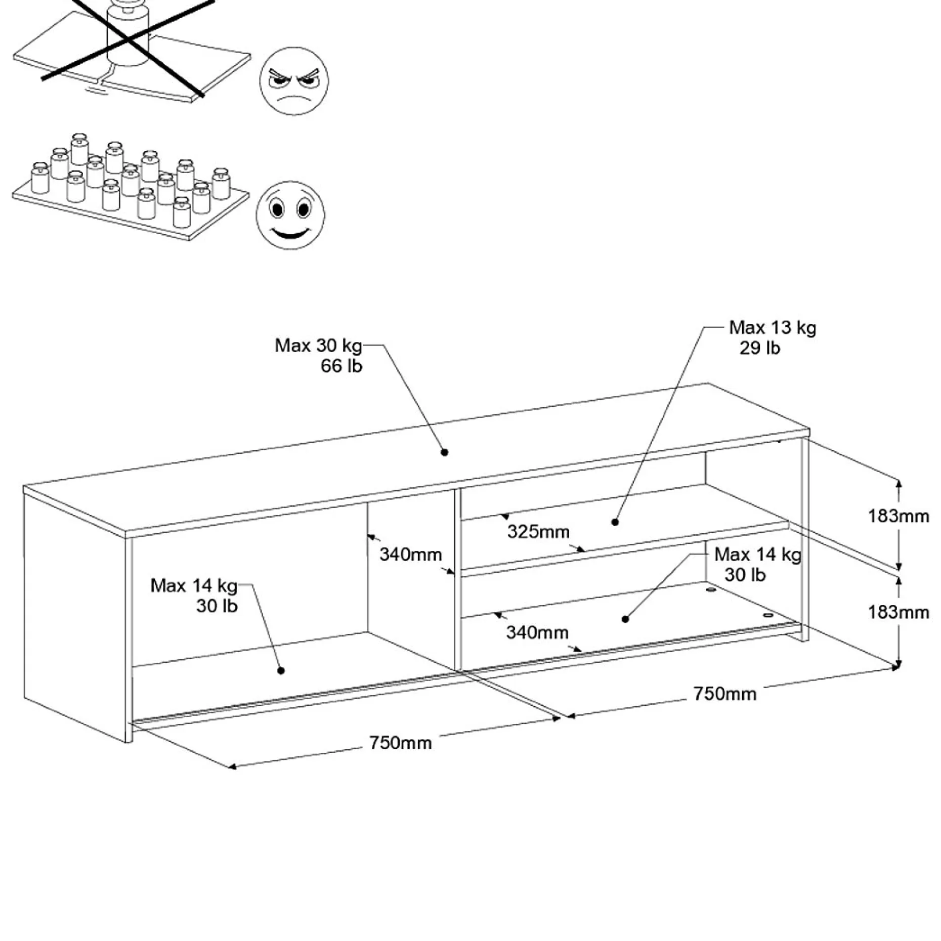 TV-Schrank Leandro - 155x40x43cm - mit Schiebetür - Eiche Dekor/schwarz