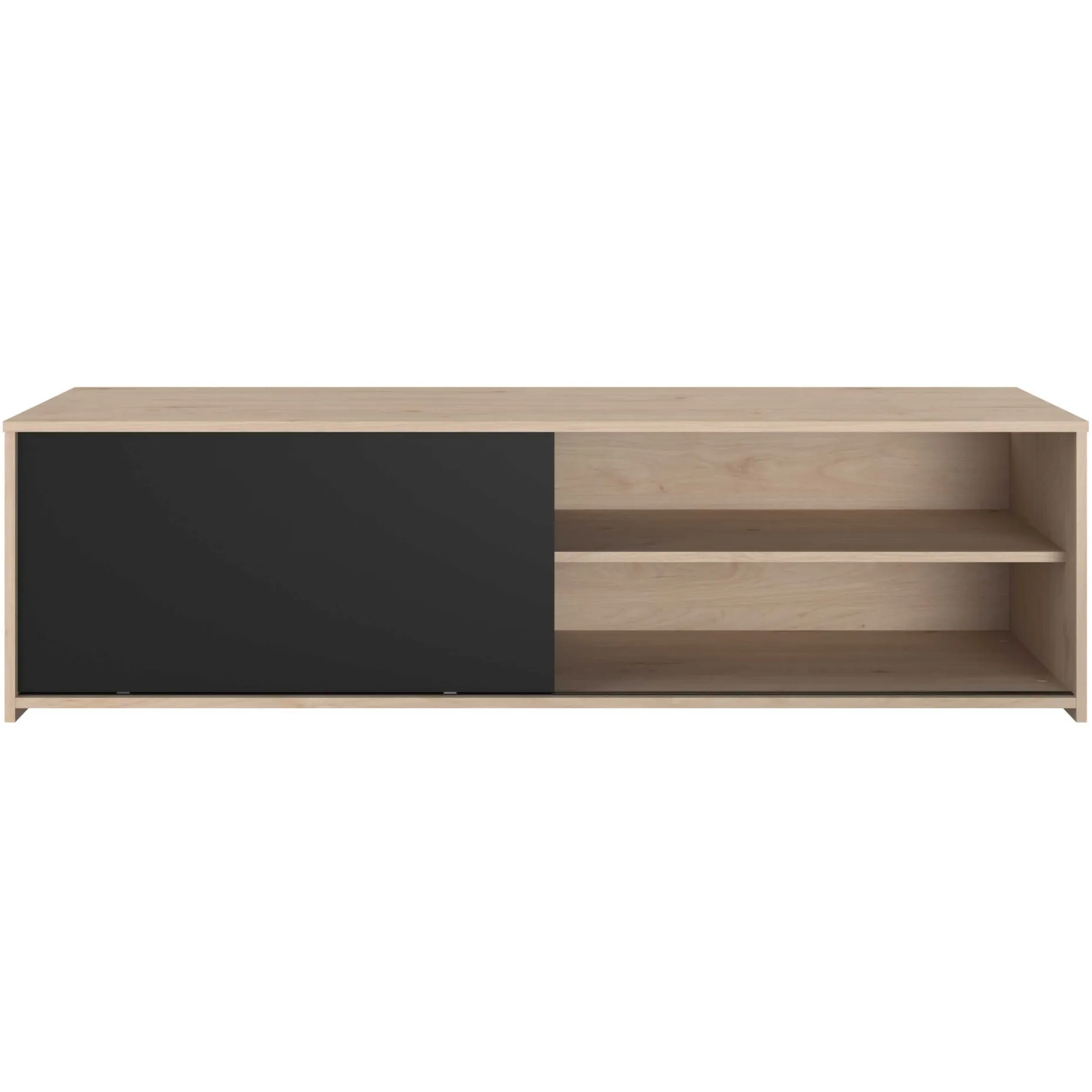 TV-Schrank Leandro - 155x40x43cm - mit Schiebetür - Eiche Dekor/schwarz
