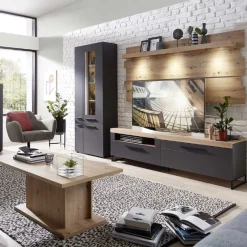 TV-Schrank Lorna 1 Schublade und 1 Flügeltür - anthrazit/ocker