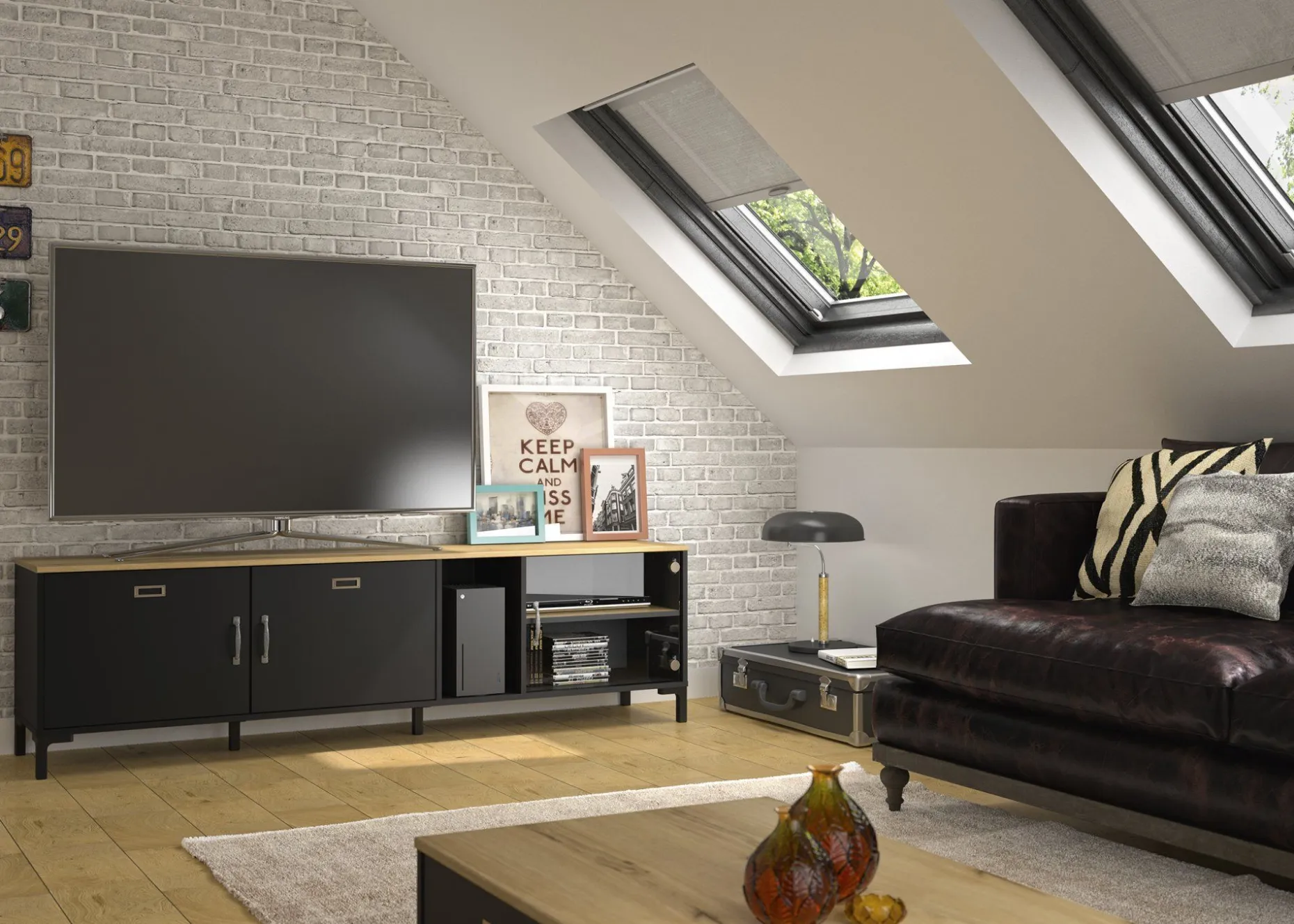 TV-Schrank Manchester | 190 x 41 x 55 cm | Helvezia Oak Design