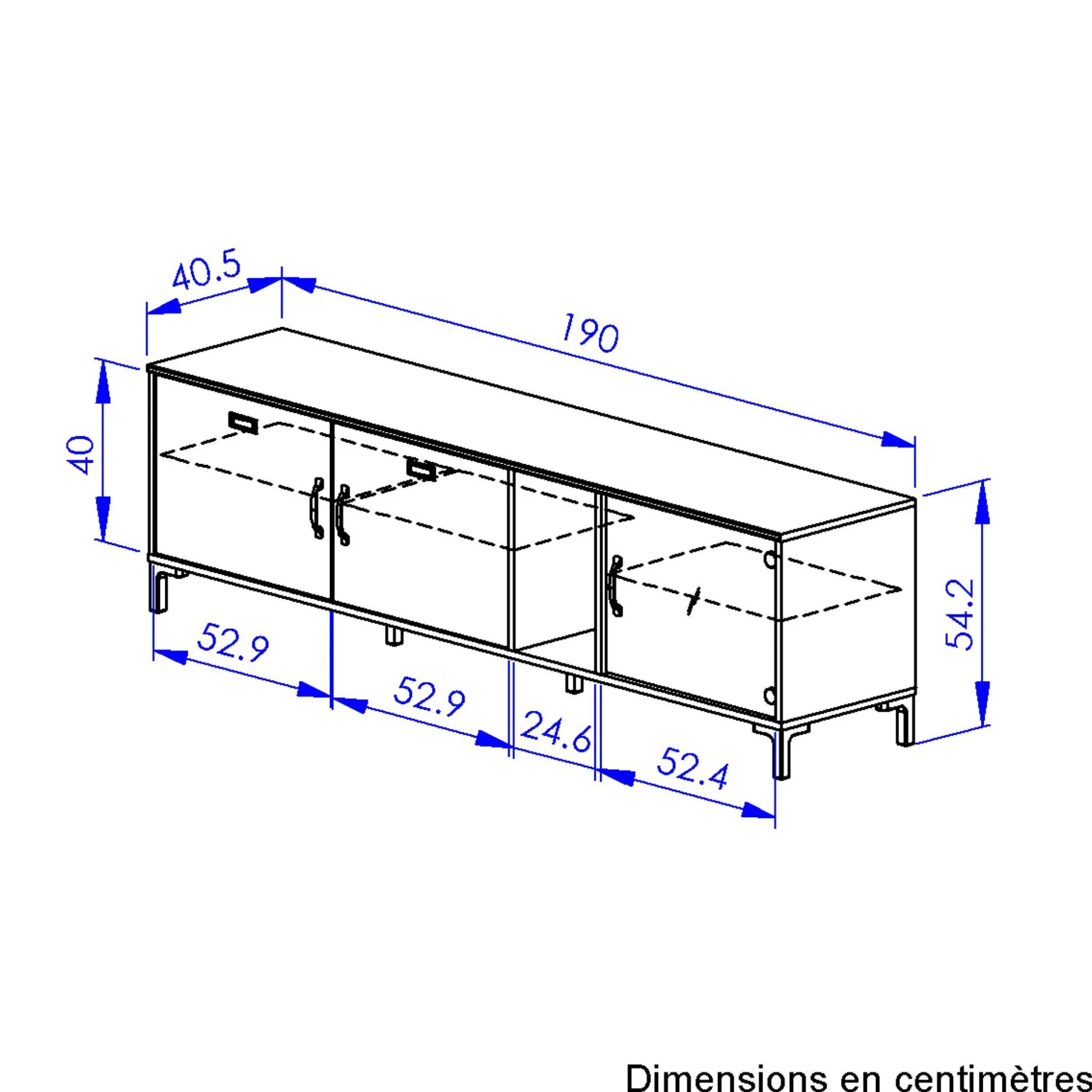 TV-Schrank Manchester | 190 x 41 x 55 cm | Helvezia Oak Design