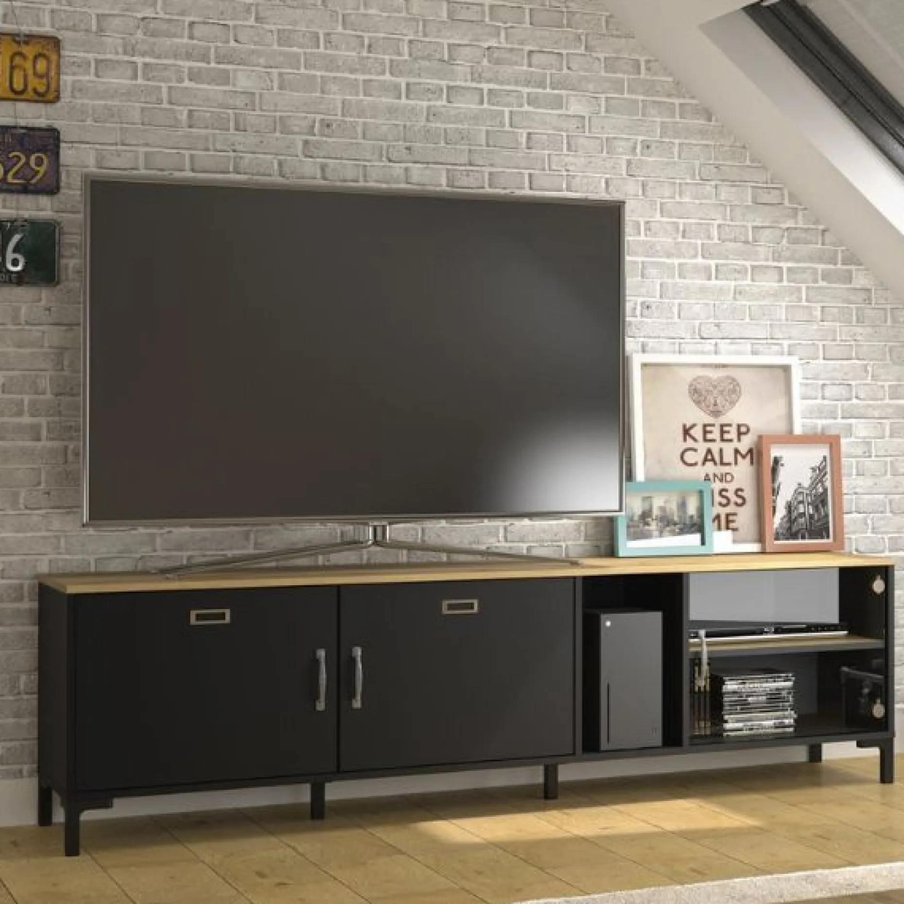 TV-Schrank Manchester | 190 x 41 x 55 cm | Helvezia Oak Design