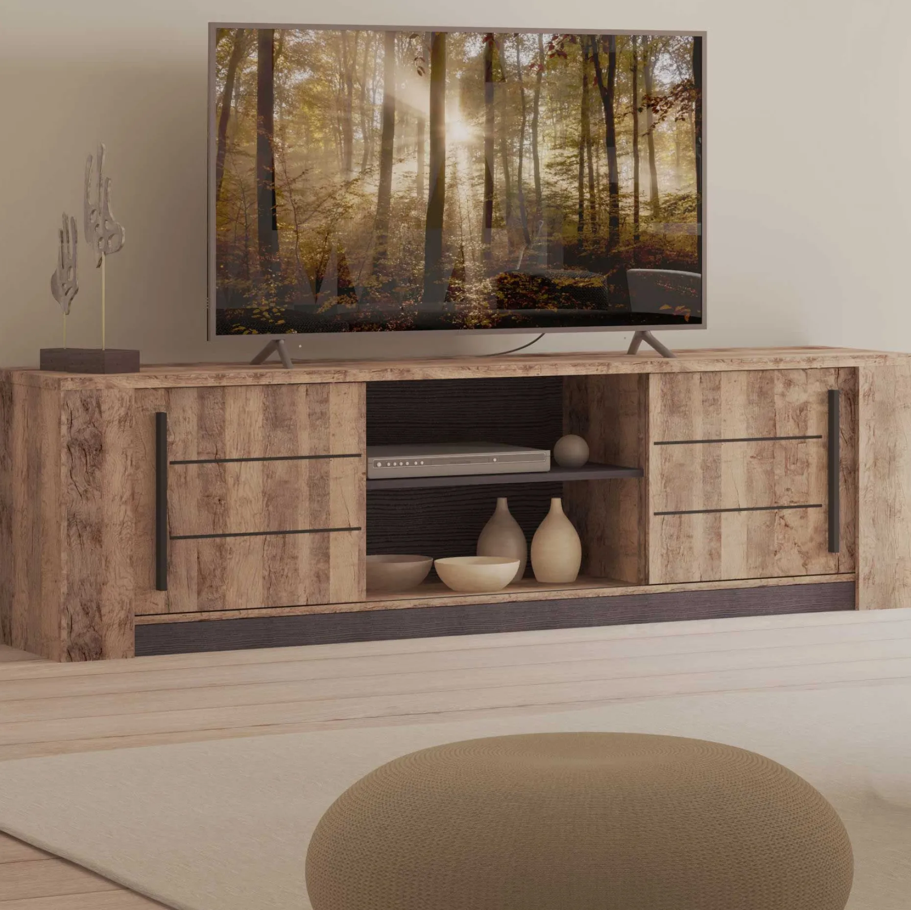 TV-Schrank Monaco | 184,5 x 42,3 x 52,2 cm | Braun