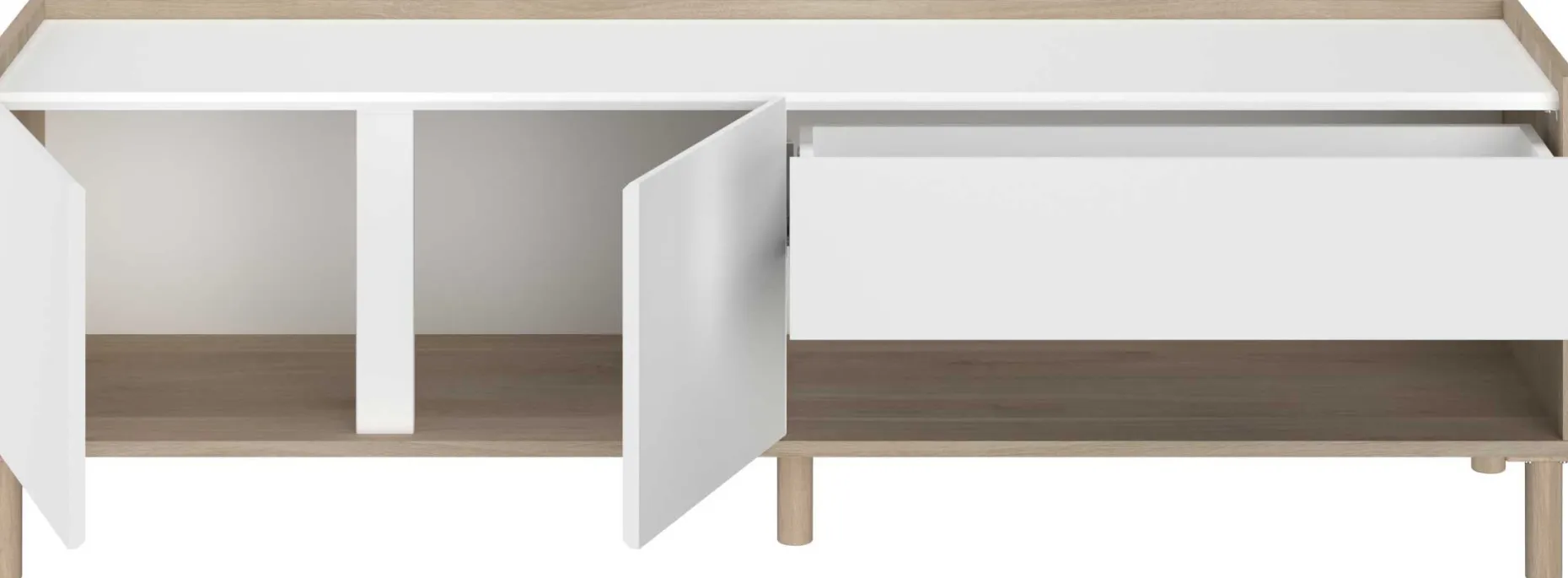 TV-Schrank Morpheus - 150x40x47cm - 2 Türen und 1 Schublade - Eiche Dekor/Weiß