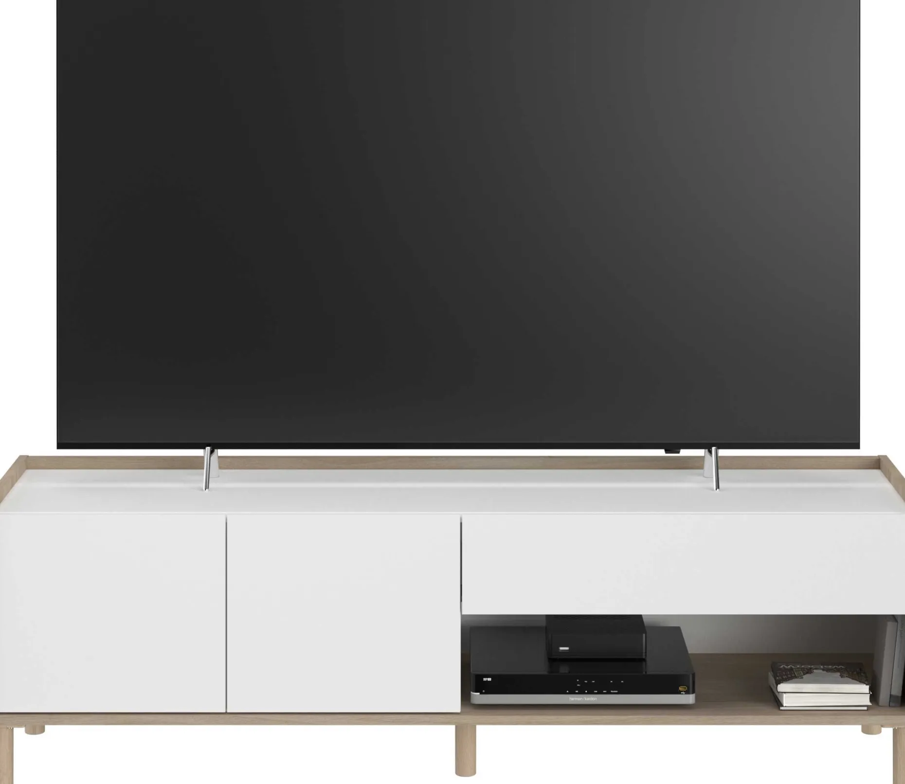 TV-Schrank Morpheus - 150x40x47cm - 2 Türen und 1 Schublade - Eiche Dekor/Weiß