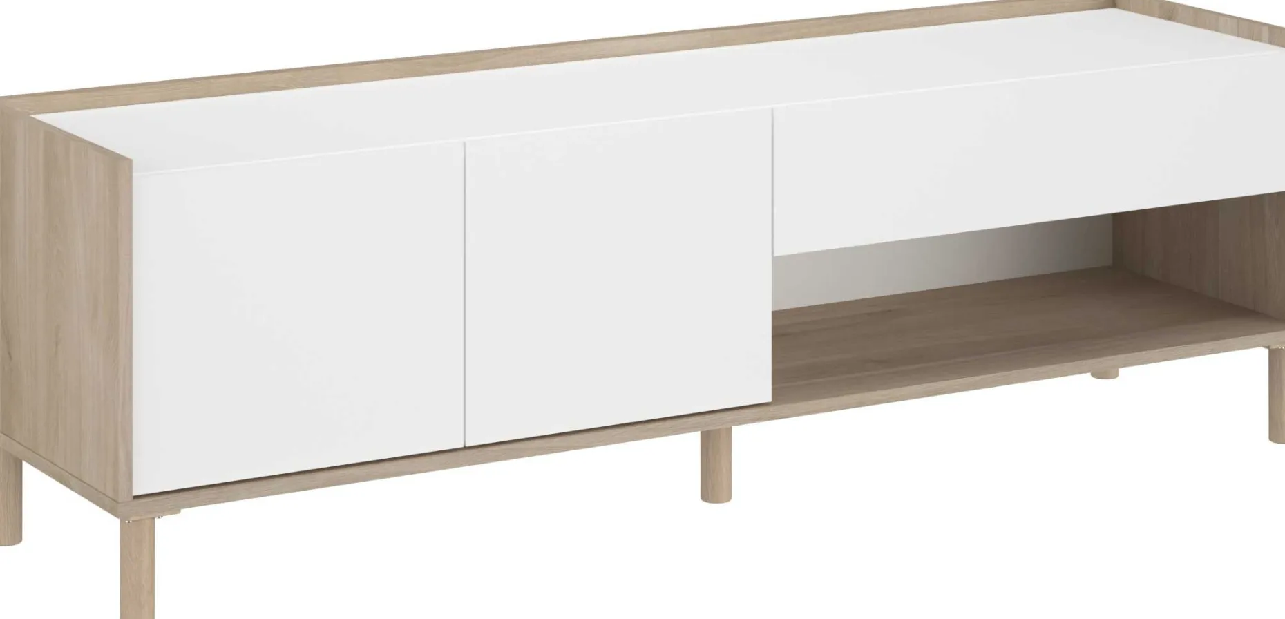TV-Schrank Morpheus - 150x40x47cm - 2 Türen und 1 Schublade - Eiche Dekor/Weiß