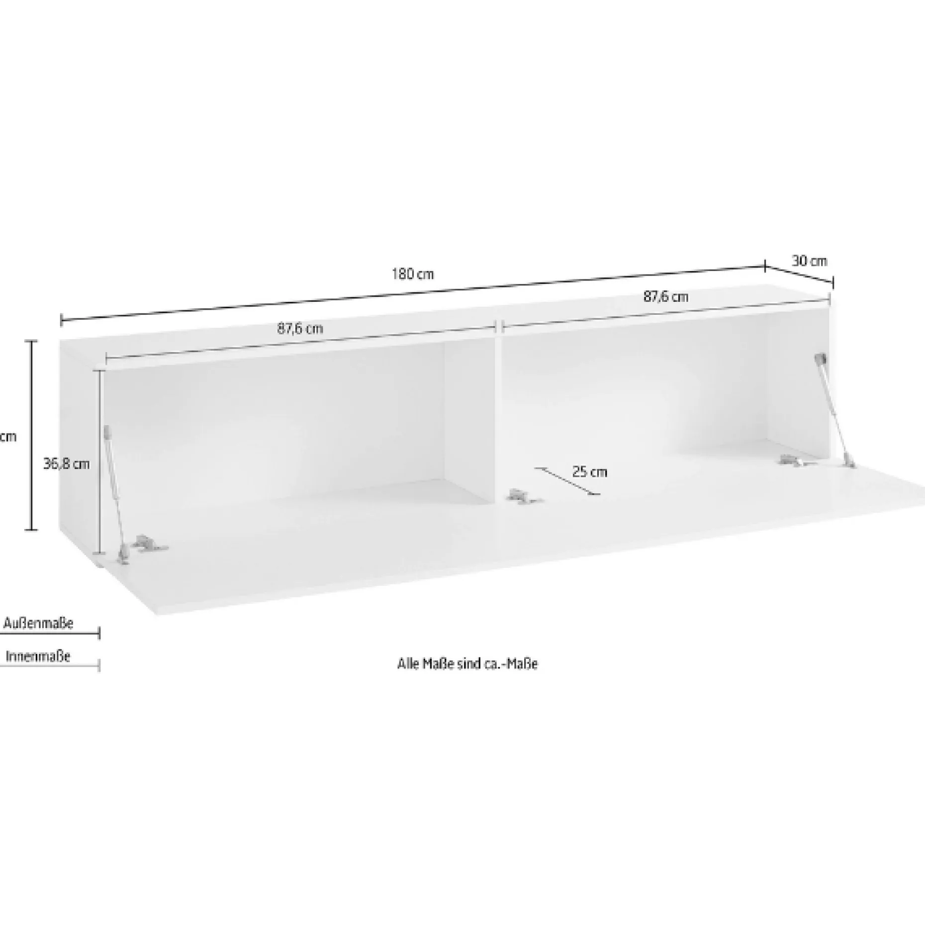 TV-Schrank Natasha | 180 x 30 x 40 cm | Anthrazit-farbig