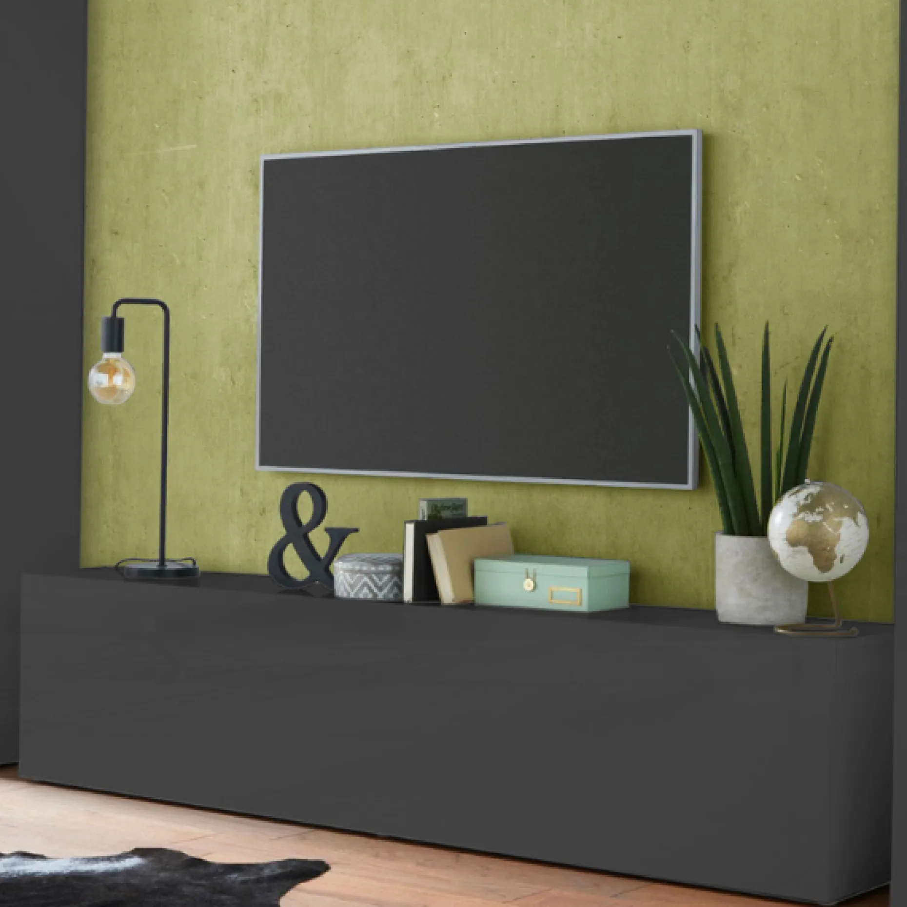 TV-Schrank Natasha | 180 x 30 x 40 cm | Anthrazit-farbig