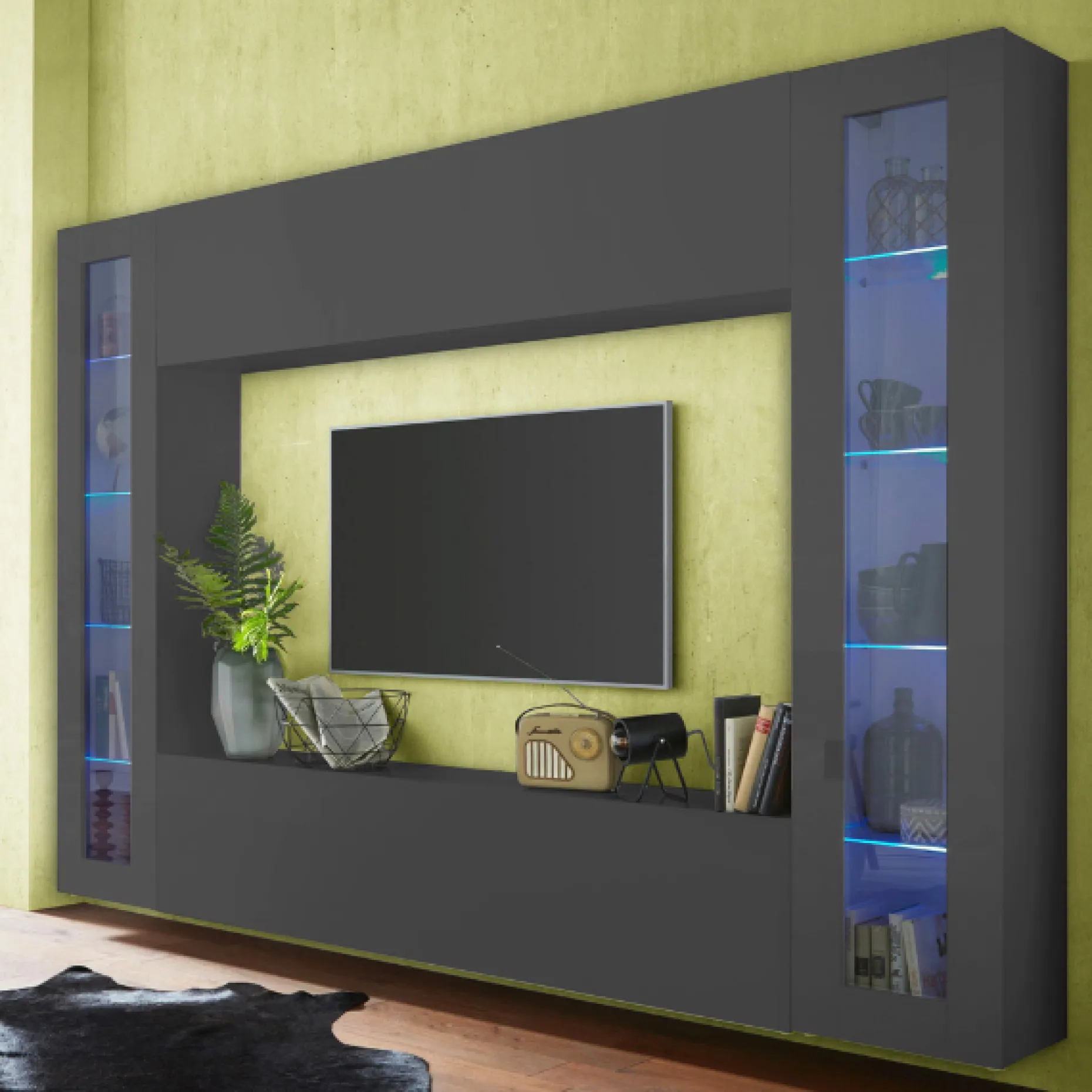 TV-Schrank Natasha | 180 x 30 x 40 cm | Anthrazit-farbig