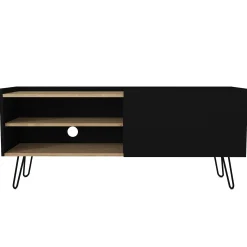 TV-Schrank Nina - 140x42x59cm - mit Stauraum - Eiche Dekor/schwarz