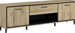TV-Schrank Oskar - 180x40x57cm - 2 Türen und 1 Schublade - Eiche Dekor/schwarz