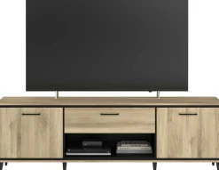TV-Schrank Oskar - 180x40x57cm - 2 Türen und 1 Schublade - Eiche Dekor/schwarz