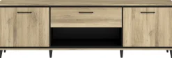 TV-Schrank Oskar - 180x40x57cm - 2 Türen und 1 Schublade - Eiche Dekor/schwarz