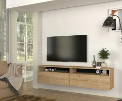 TV-Schrank Rastone - 180x37x42cm - 2 Türen - Eiche Dekor