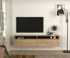 TV-Schrank Rastone - 180x37x42cm - 2 Türen - Eiche Dekor