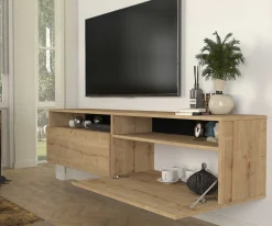 TV-Schrank Rastone - 180x37x42cm - 2 Türen - Eiche Dekor