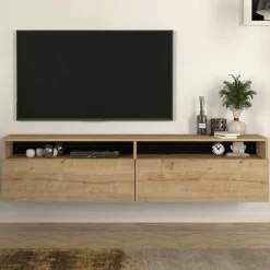 TV-Schrank Rastone - 180x37x42cm - 2 Türen - Eiche Dekor