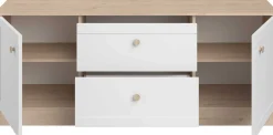 TV-Schrank Sophia - 158x40x63cm - 2 Türen und 2 Schubladen - weiß/Eiche Dekor