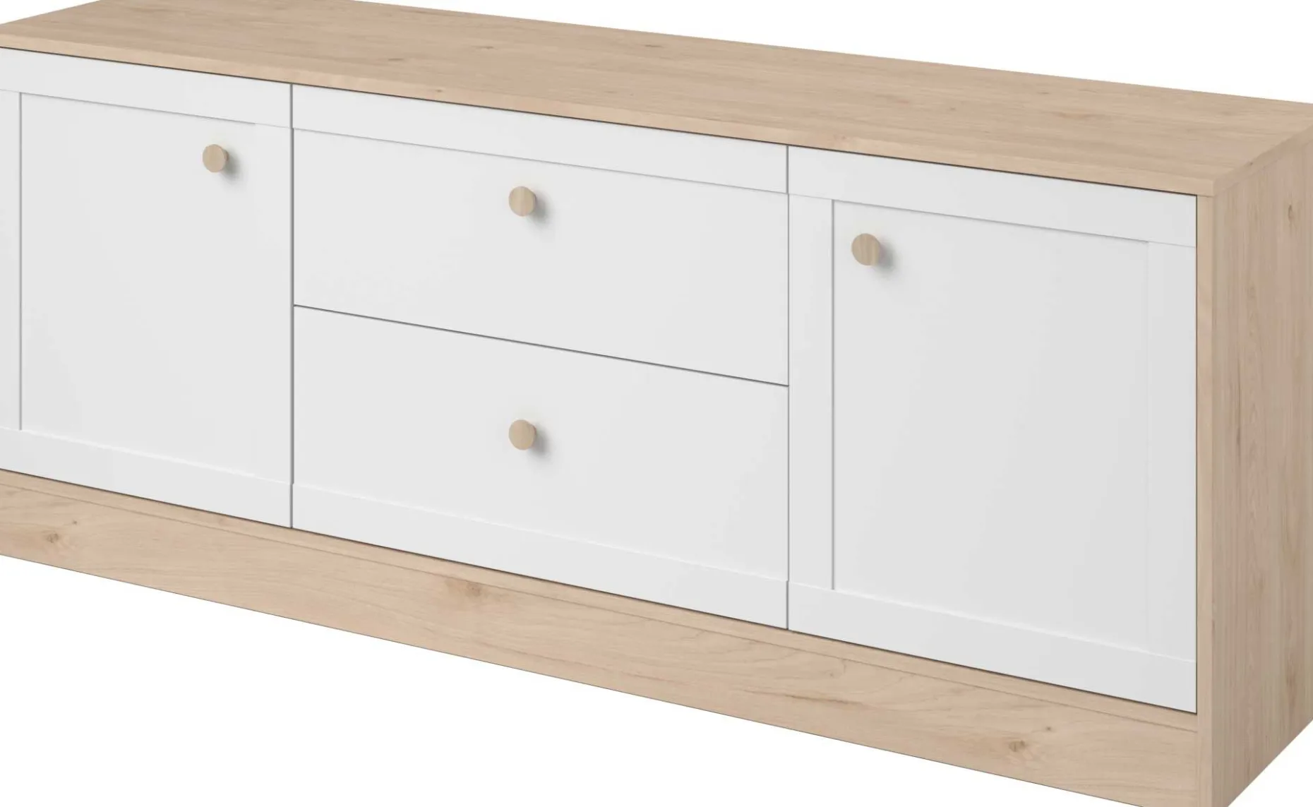 TV-Schrank Sophia - 158x40x63cm - 2 Türen und 2 Schubladen - weiß/Eiche Dekor