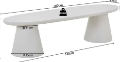 TV-Schrank Tavares - 160x45x40cm - ecru