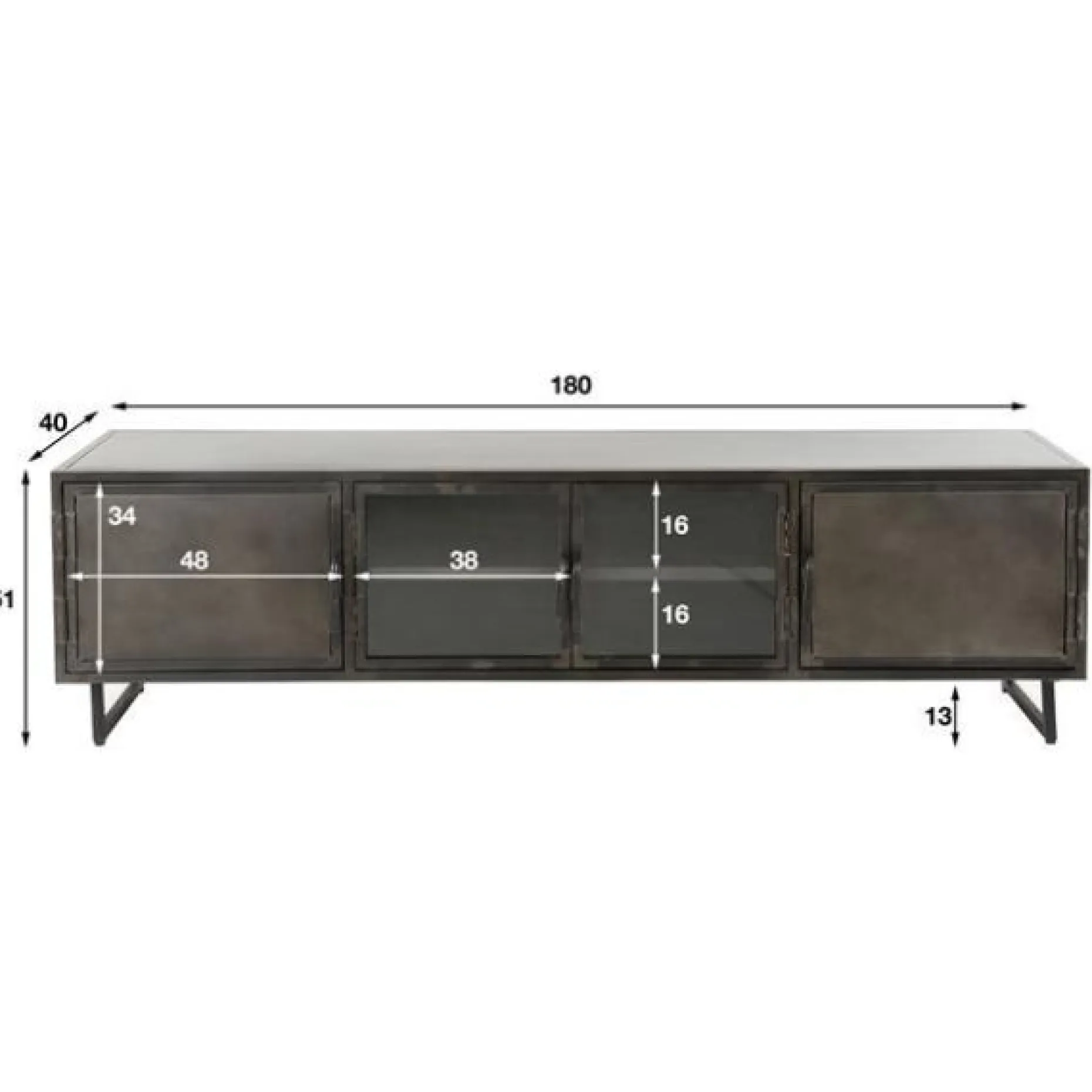 TV-Schrank Tymchyk | 180 x 40 x 50 cm | Gun Metal Design