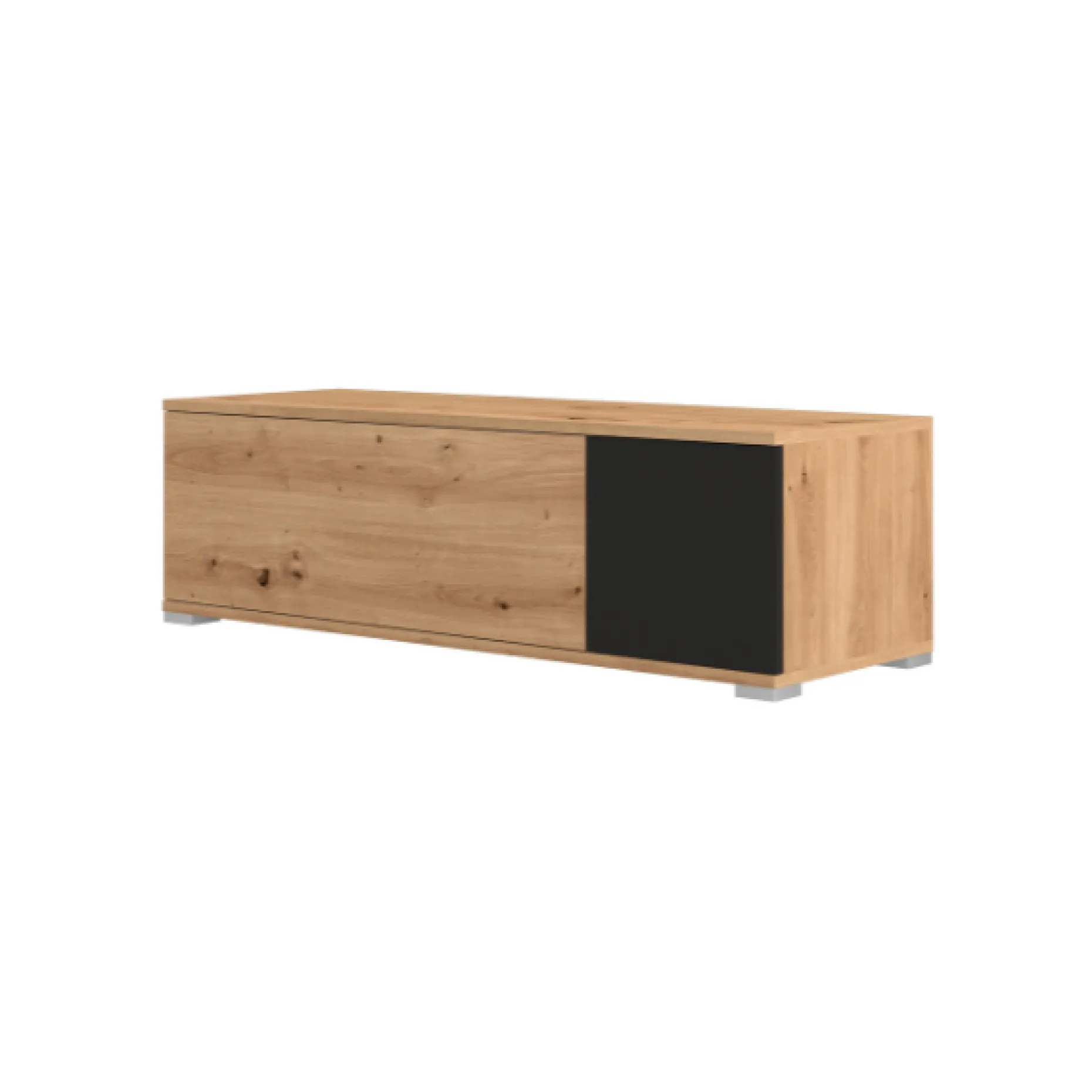 TV-Schrank Unique - 111x38x32 cm - Schwarz/Eiche