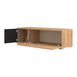 TV-Schrank Unique - 111x38x32 cm - Schwarz/Eiche