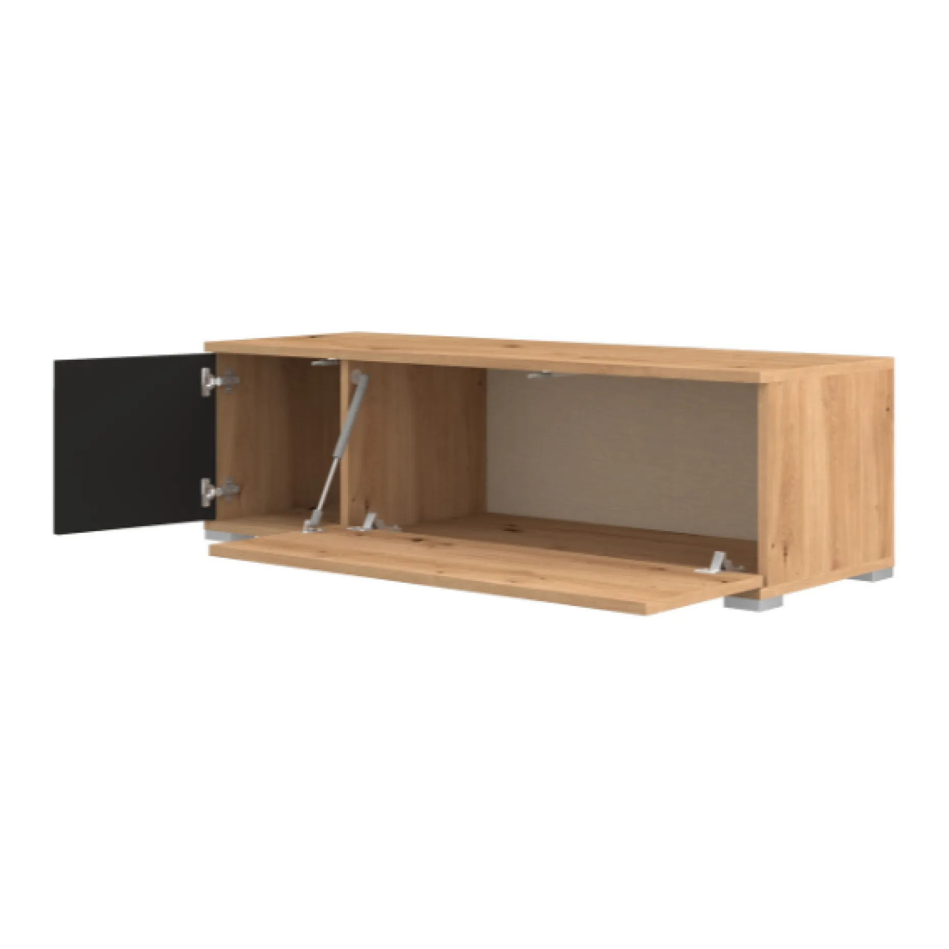 TV-Schrank Unique - 111x38x32 cm - Schwarz/Eiche