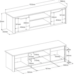 TV-Schrank Wendy 150cm mit zwei Türen - Eiche Dekor
