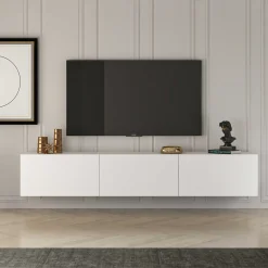 TV-Schrank West - 150x32x30cm - 3 Türen - weiß