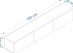 TV-Schrank West - 150x32x30cm - 3 Türen - weiß