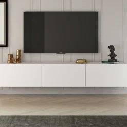 TV-Schrank West - 150x32x30cm - 3 Türen - weiß
