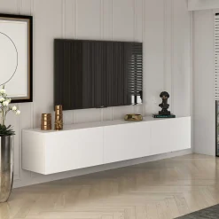 TV-Schrank West - 150x32x30cm - 3 Türen - weiß