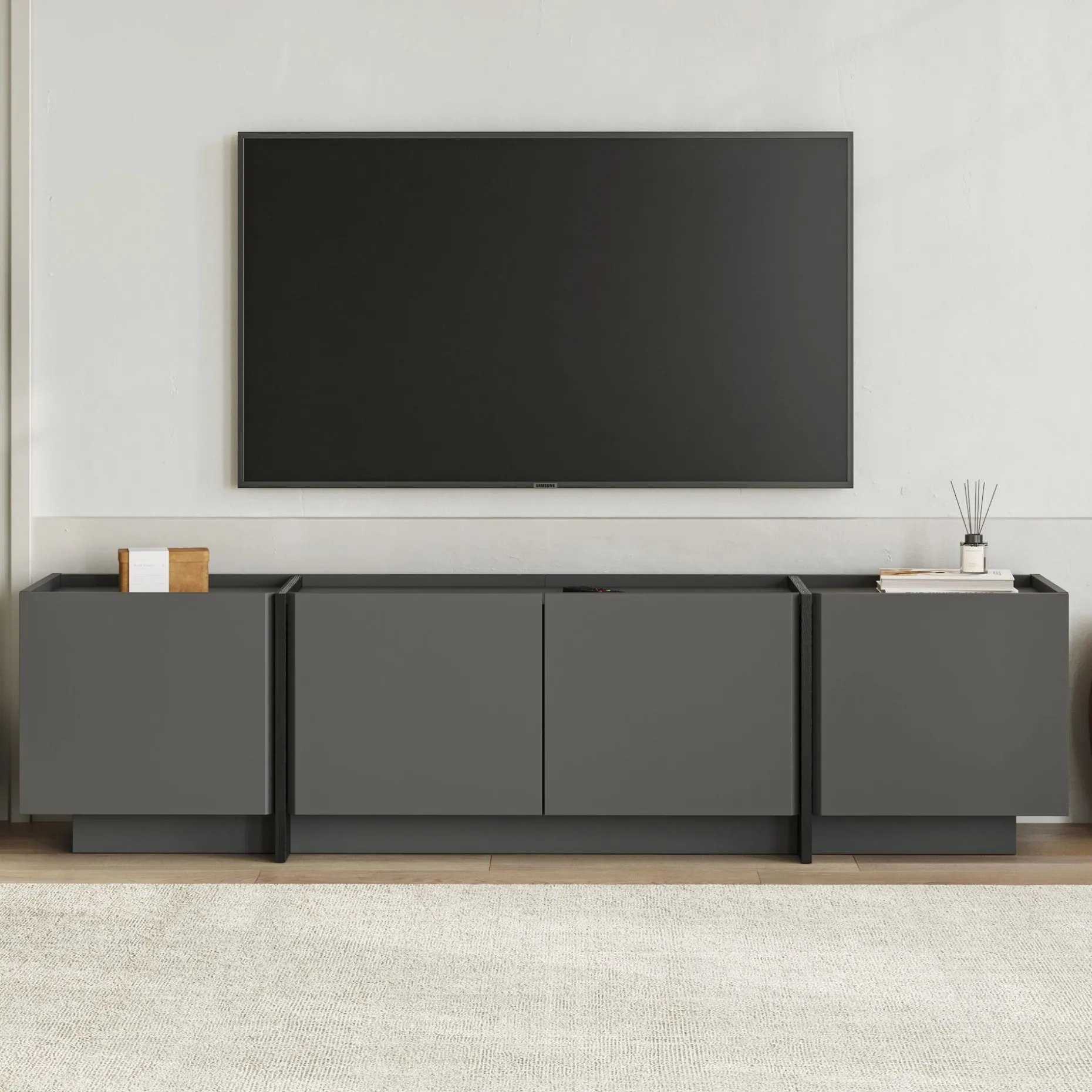 TV-Ständer Lowen - 100% MELAMINE - Anthrazit - 46 x 35 x 180 cm