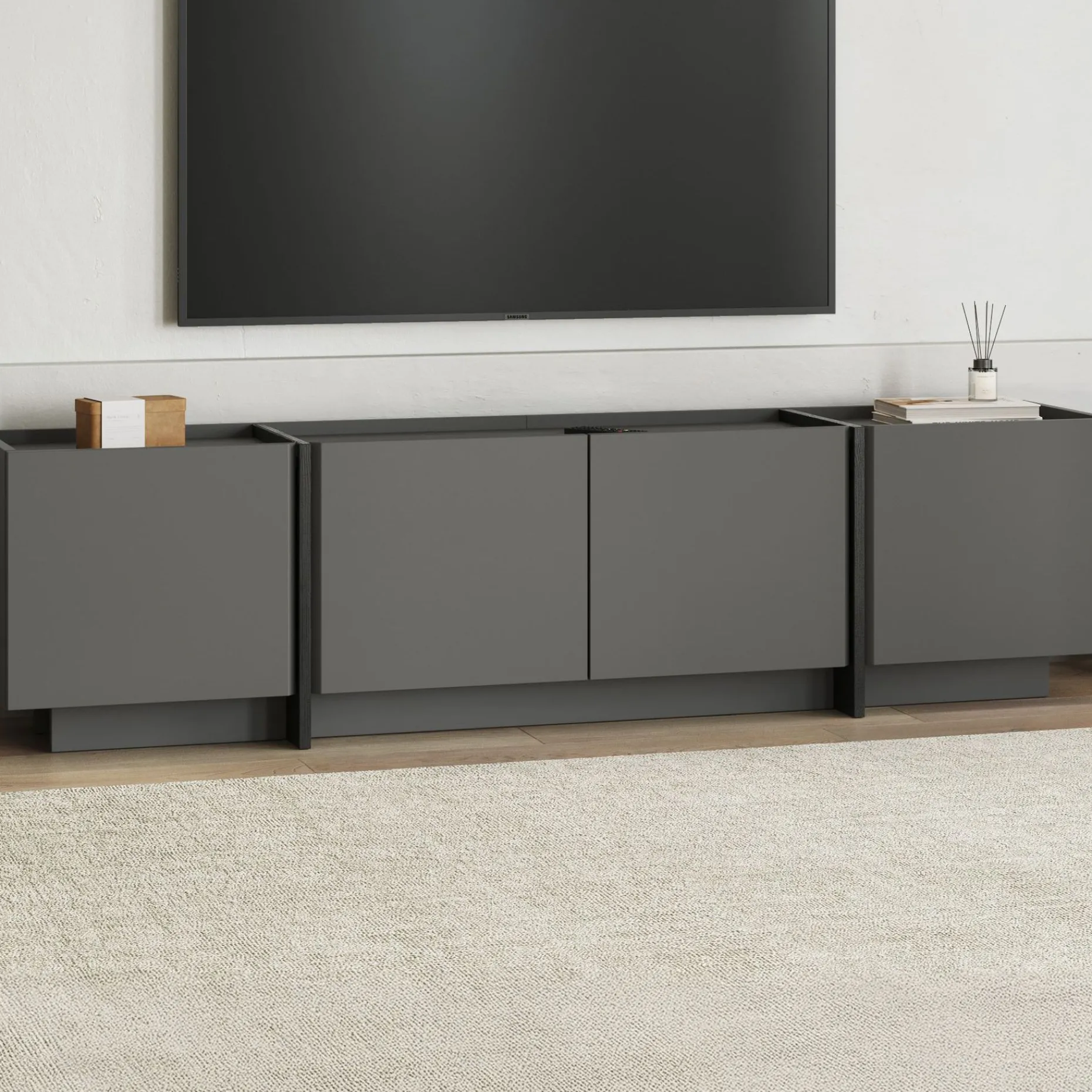 TV-Ständer Lowen - 100% MELAMINE - Anthrazit - 46 x 35 x 180 cm