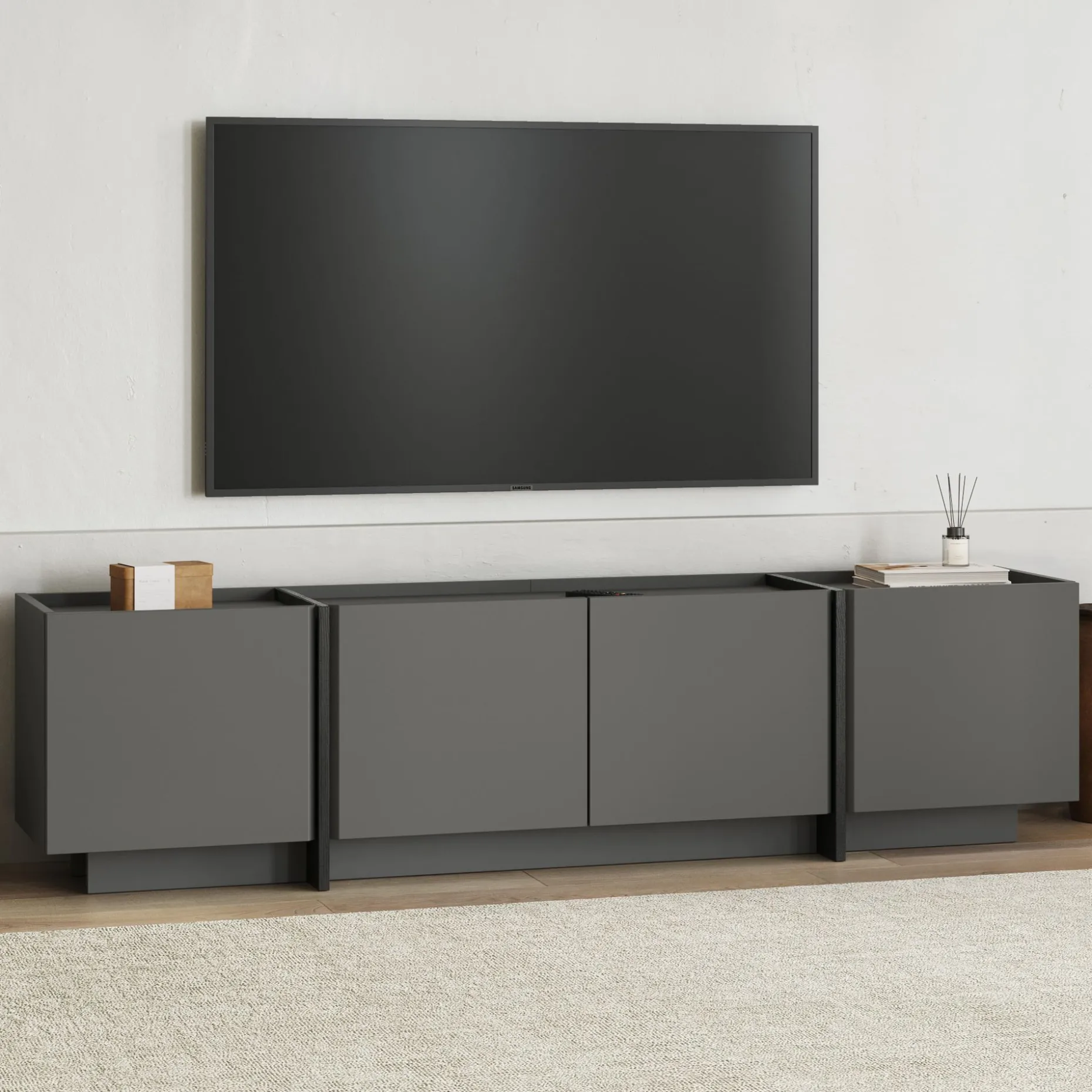 TV-Ständer Lowen - 100% MELAMINE - Anthrazit - 46 x 35 x 180 cm