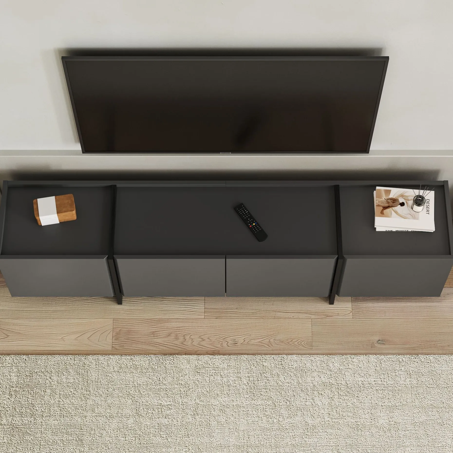 TV-Ständer Lowen - 100% MELAMINE - Anthrazit - 46 x 35 x 180 cm