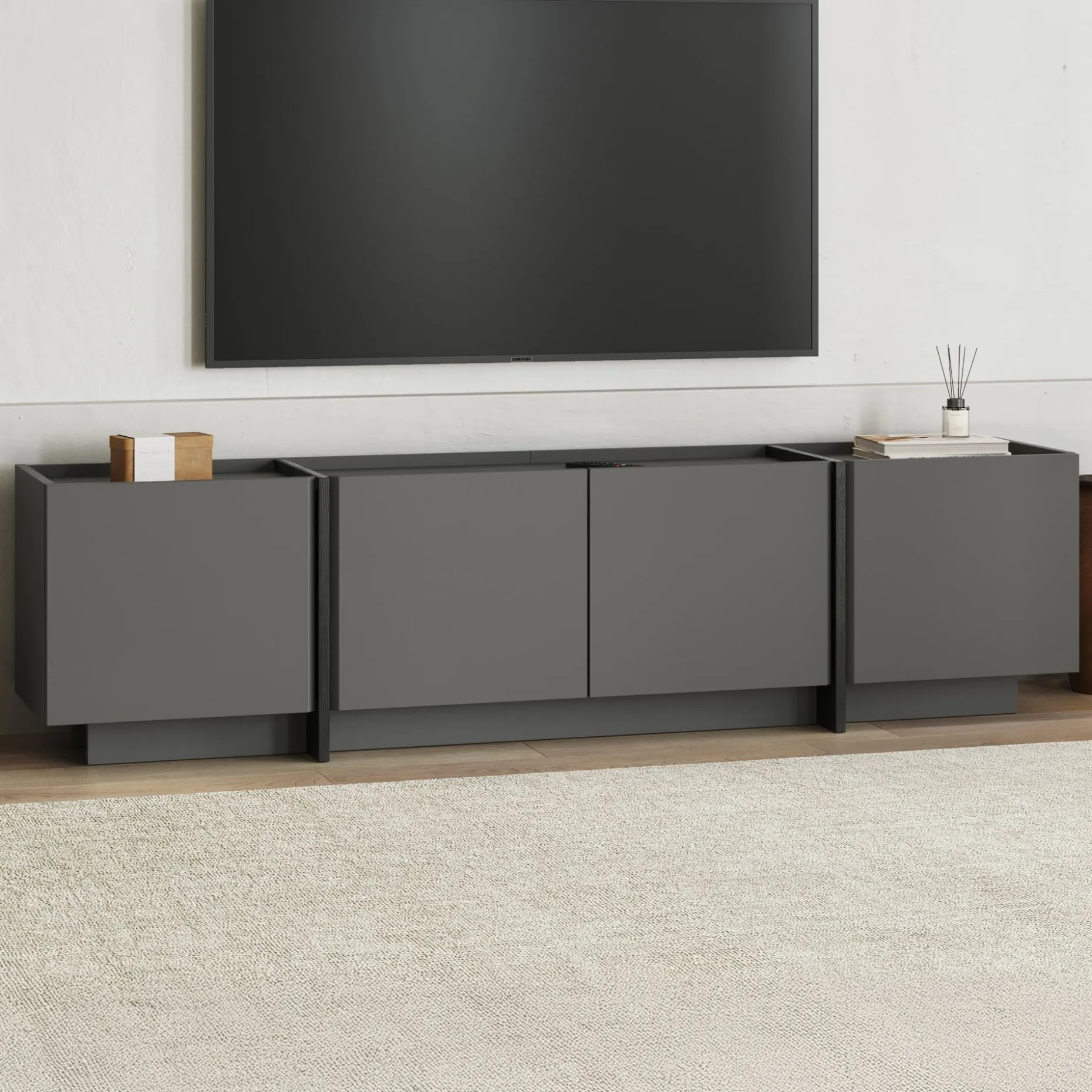 TV-Ständer Lowen - 100% MELAMINE - Anthrazit - 46 x 35 x 180 cm
