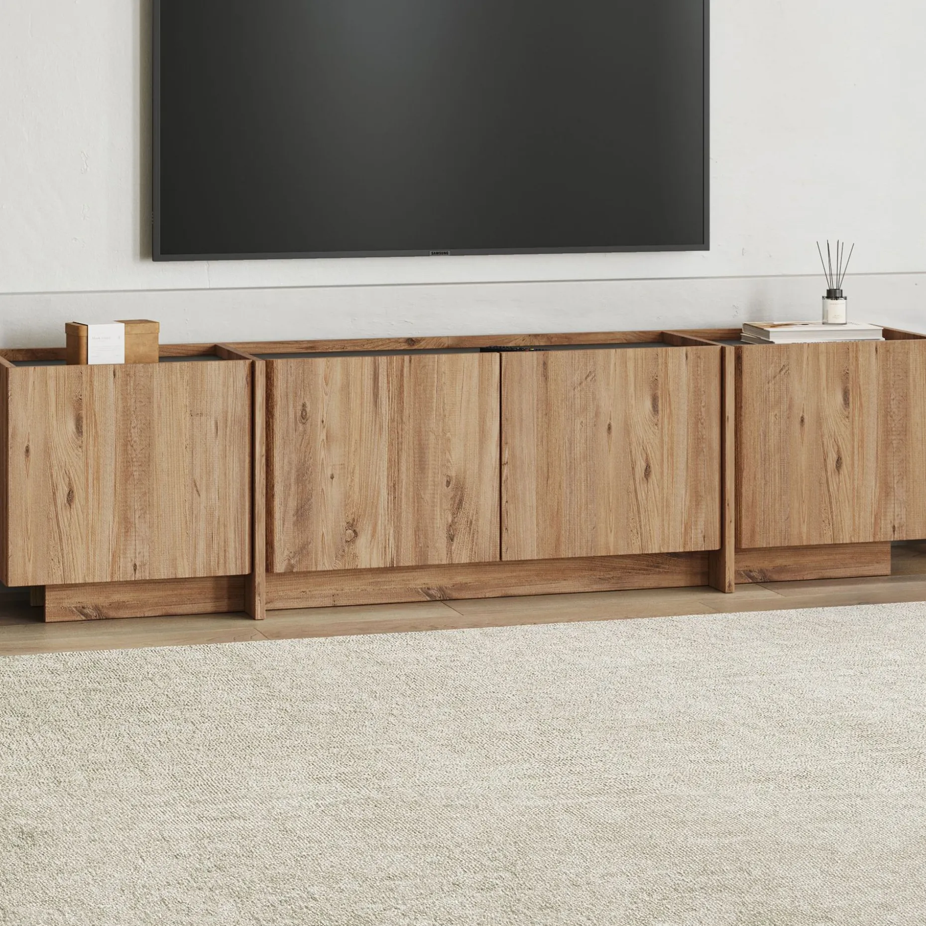 TV-Ständer Lowen - 100% MELAMINE - Atlantik-Kiefer - 46 x 35 x 180 cm