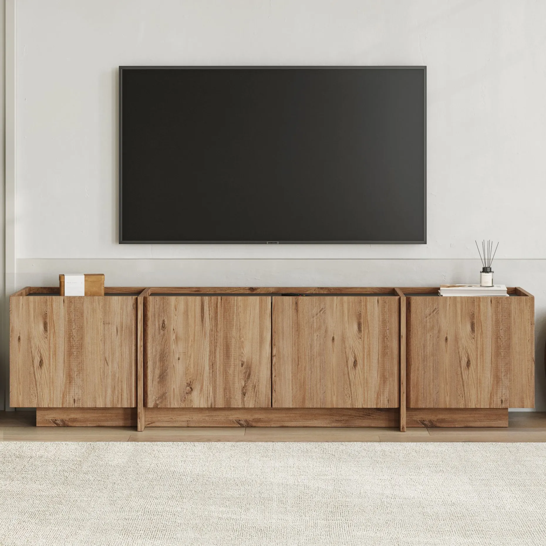 TV-Ständer Lowen - 100% MELAMINE - Atlantik-Kiefer - 46 x 35 x 180 cm