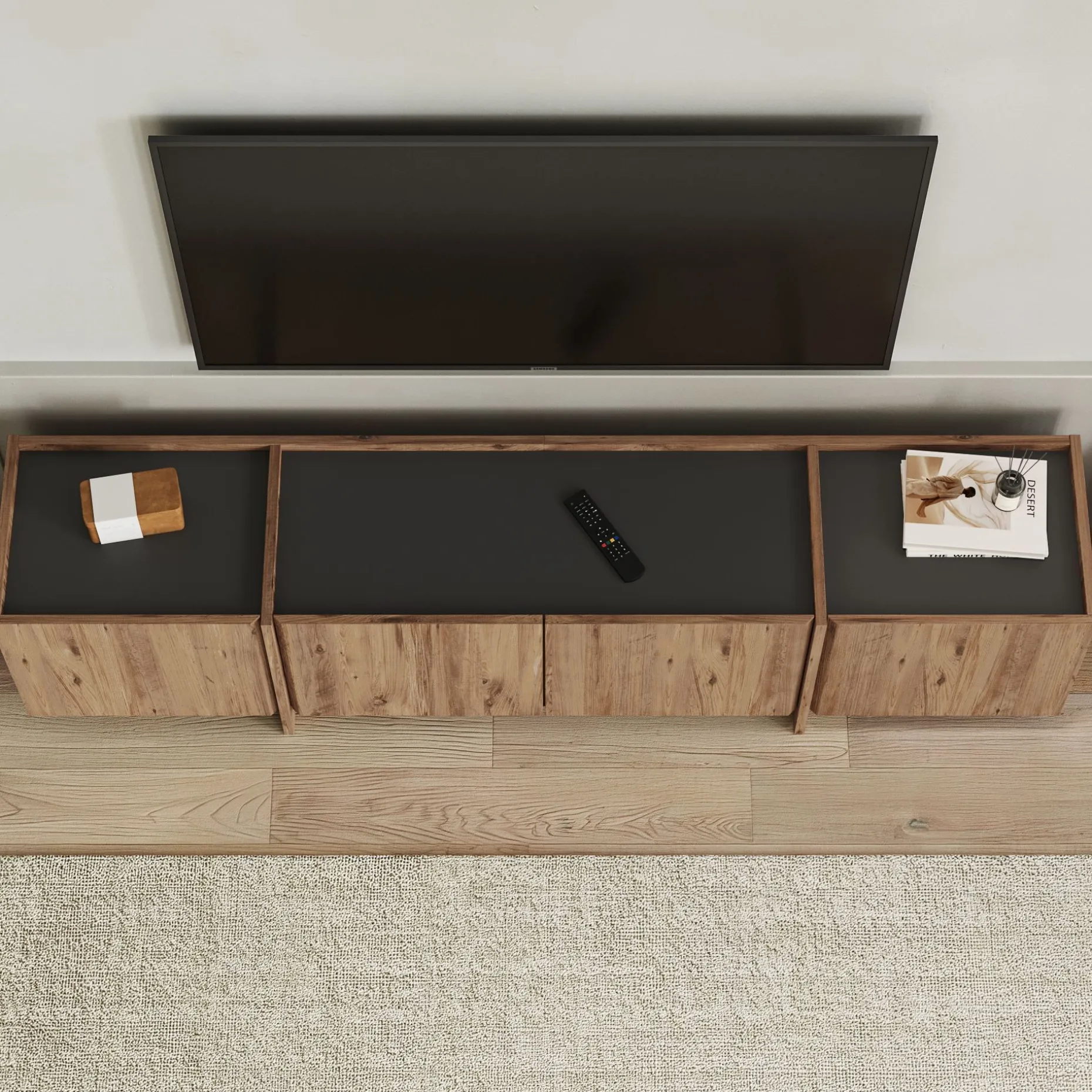 TV-Ständer Lowen - 100% MELAMINE - Atlantik-Kiefer - 46 x 35 x 180 cm