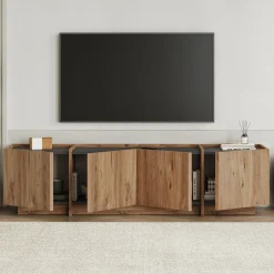 TV-Ständer Lowen - 100% MELAMINE - Atlantik-Kiefer - 46 x 35 x 180 cm