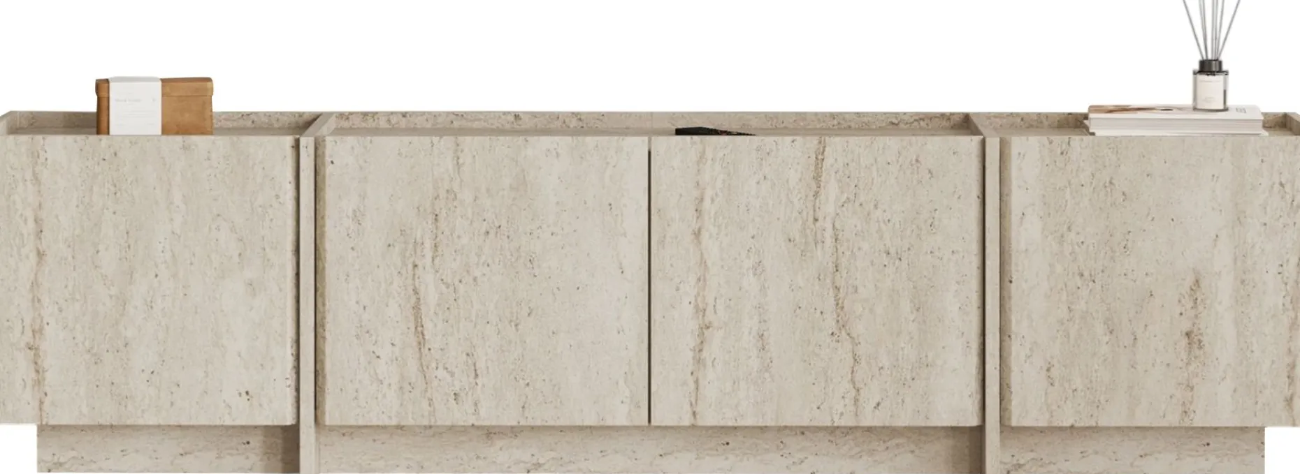 TV-Ständer Lowen - 100% MELAMINE - Travertin - 46 x 35 x 180 cm