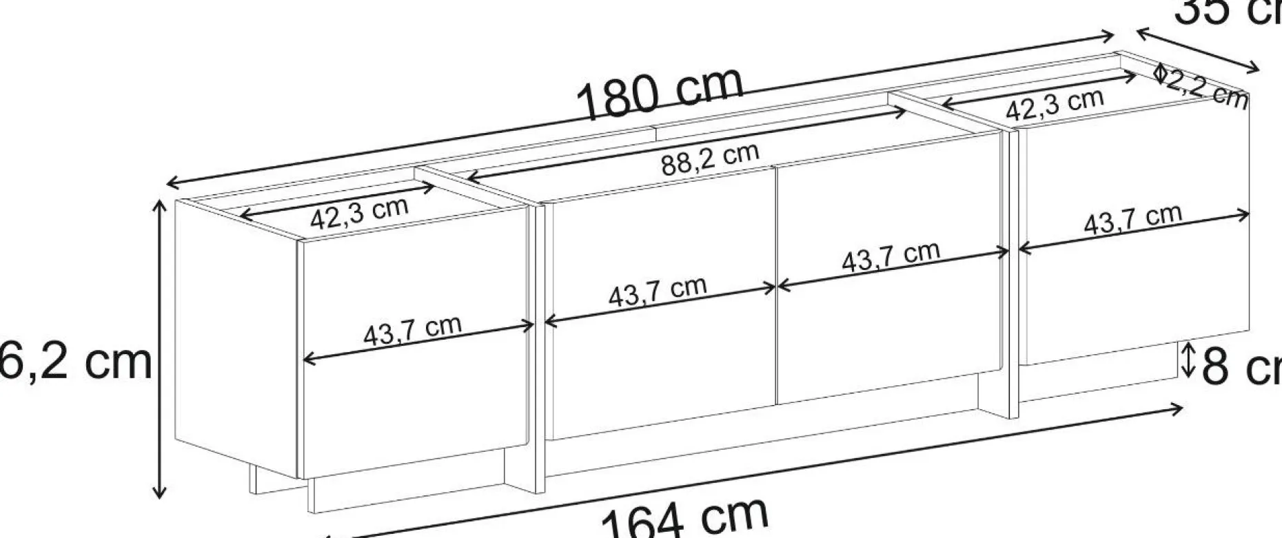 TV-Ständer Lowen - 100% MELAMINE - Travertin - 46 x 35 x 180 cm