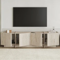 TV-Ständer Lowen - 100% MELAMINE - Travertin - 46 x 35 x 180 cm