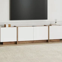 TV-Ständer Lowen - 100% MELAMINE - Weiß - 46 x 35 x 180 cm
