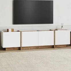 TV-Ständer Lowen - 100% MELAMINE - Weiß - 46 x 35 x 180 cm